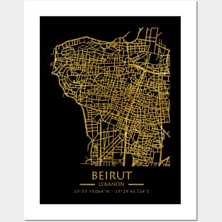 Beirut Lebanon City Map Posters and Art